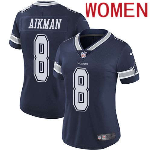 Women Dallas Cowboys #8 Troy Aikman Nike Navy Vapor Limited NFL Jersey->women nfl jersey->Women Jersey